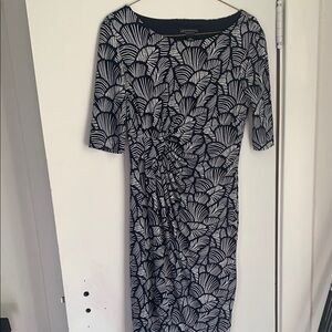 Navy and White Floral Sheath Dress